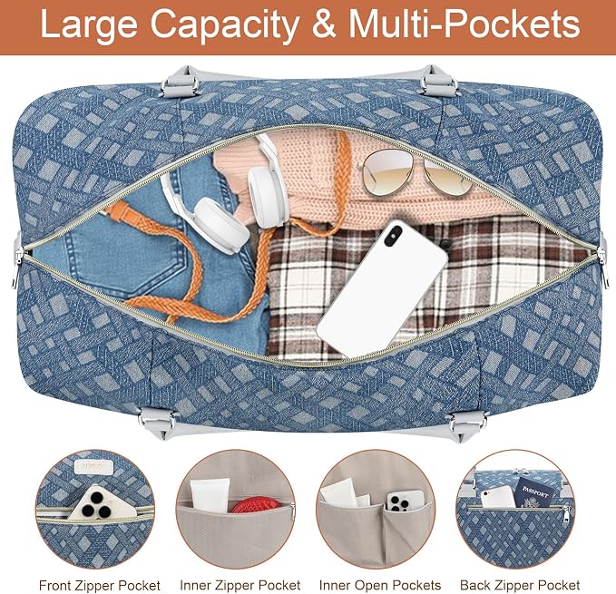 Weekender Bag for Women, Travel Duffel Bag Carry On Overnight Bag - Image 4