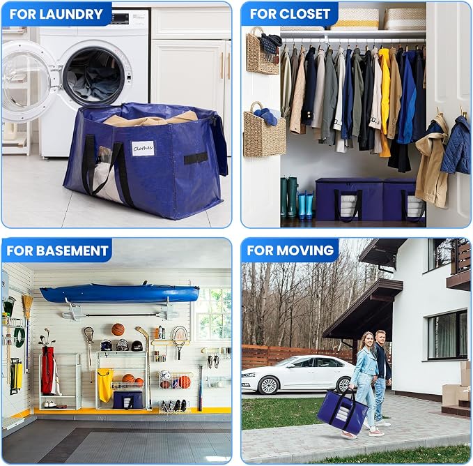 TAILI 12 Pack Dark Blue Extra Large Moving Bags, Heavy Duty Totes - Image 9