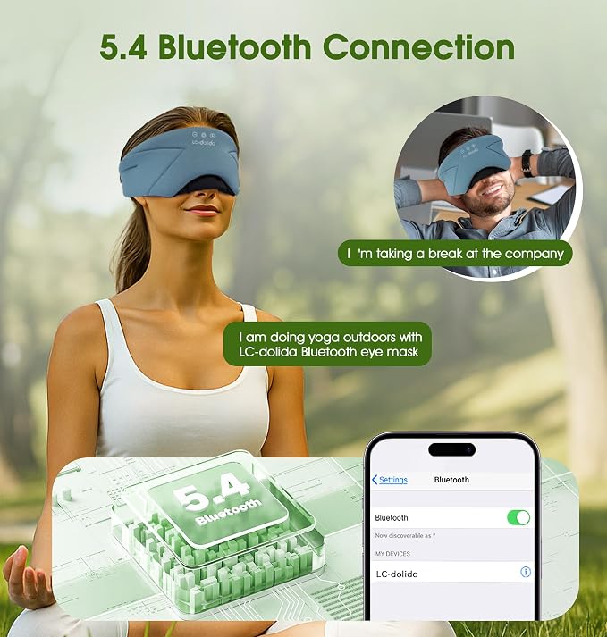 Sleep Mask with Headphones Bluetooth 5.4, LC-dolida Wireless Music Eye Mask - Image 4