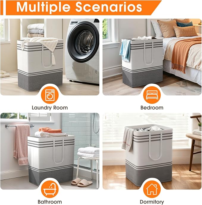 2 Pack Large Home Laundry Basket, Laundry Hamper, Freestanding Waterproof Dirty - Image 7