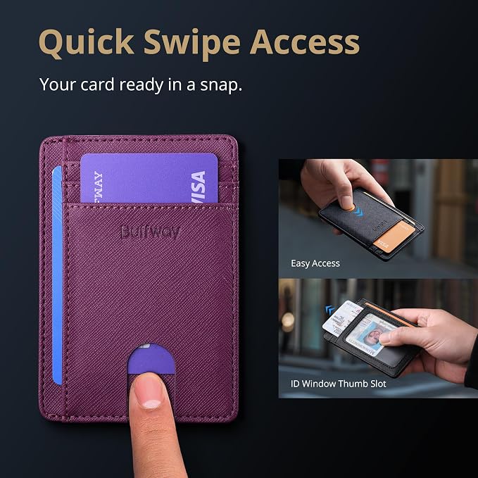 Buffway Slim Minimalist Front Pocket RFID Blocking Leather Wallets - Image 4