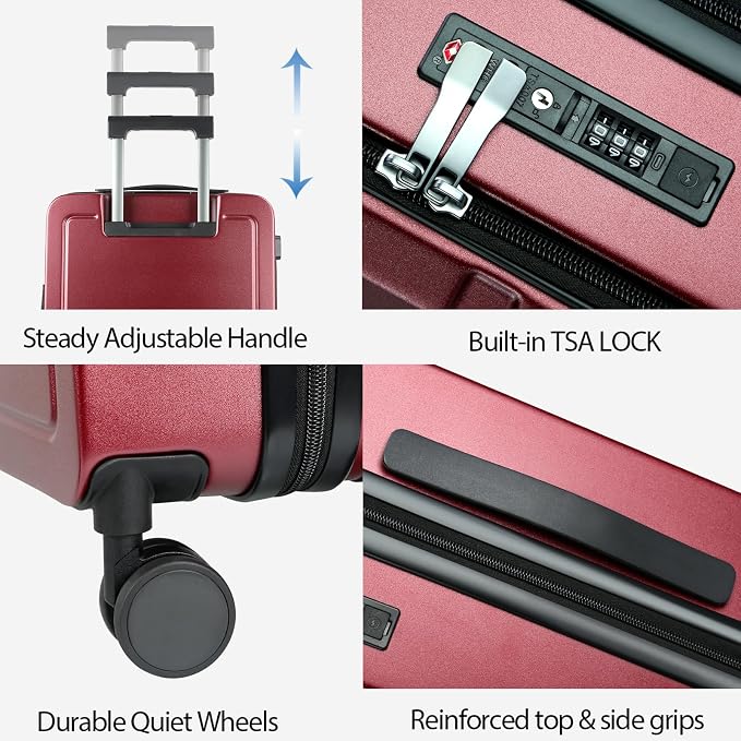 KROSER Carry On Luggage with Spinner Wheels & Built-in TSA Lock, Expandable Top - Image 4