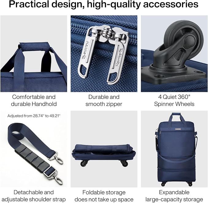 Hanke Suitcases with Wheels Expandable Foldable Luggage Bag Suitcase - Image 4