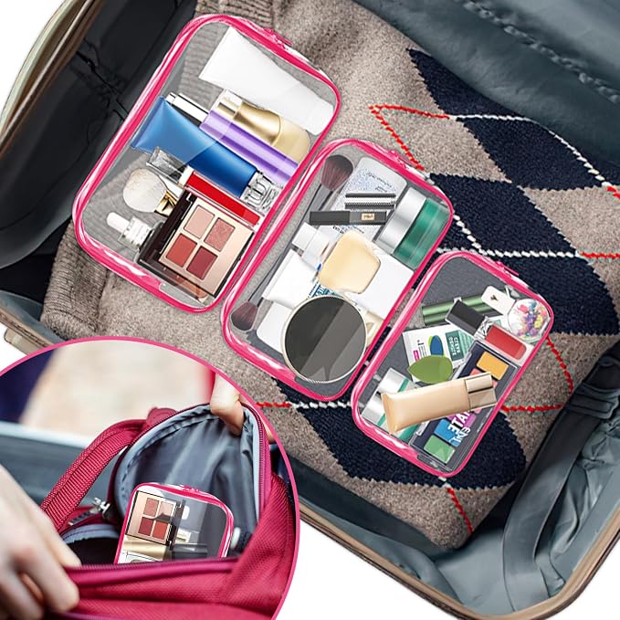 AURUZA 4 Pack Clear Toiletry Bag, Portable Travel Makeup Pouch - Image 7