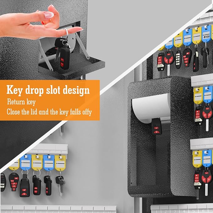104 Keys Lock Box with Drop Slot, Key Cabinet Wall Mount, Fixed Code/OTP - Image 3