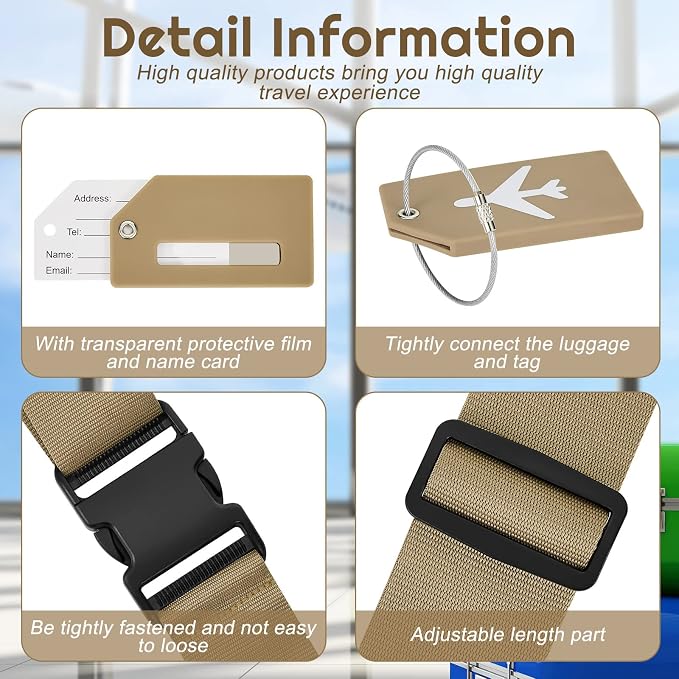 Weewooday 8 Pcs Luggage Straps Suitcase Tags Set - Image 3