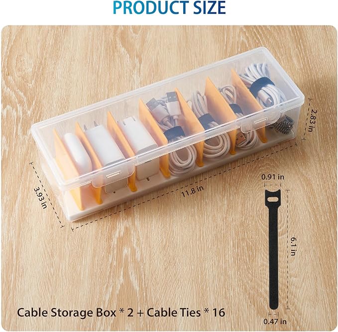 2 Pack Cable Organizer Storage Box - Image 2