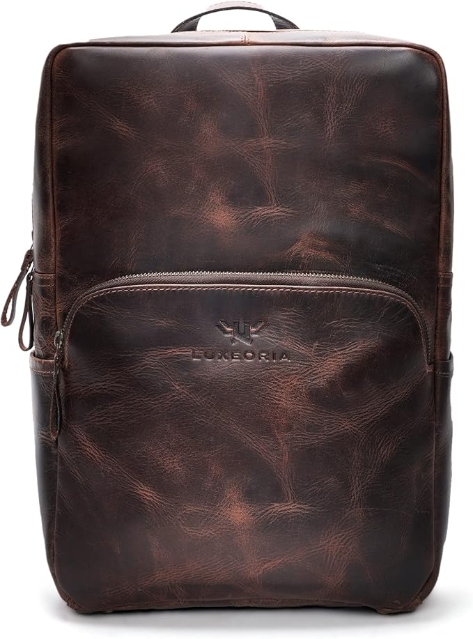 Handmade Leather Backpack for Men and Women, 15.6 Inch Laptop Bag, Genuine by Luxeoria