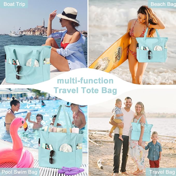LEDAOU Beach Bag Waterproof Sandproof Women Tote Bag Pool Bag - Image 5