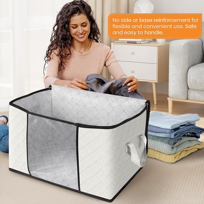 Fab totes 24 Gallons Clothes Storage, Foldable Thick Fabric Blanket Storage Bags - Image 3