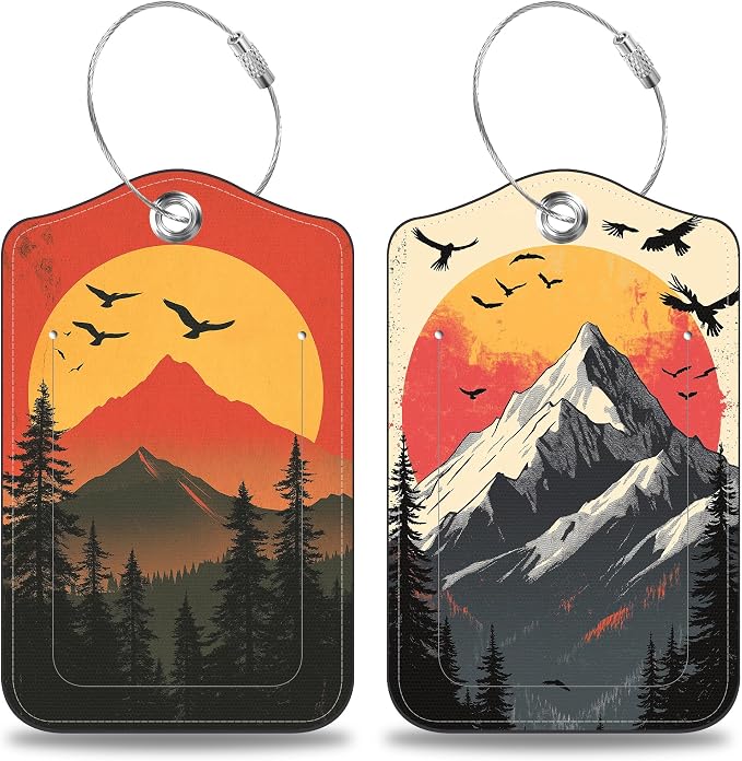 2 Pcs Mountain at Sunset Luggage Tags by Unknown