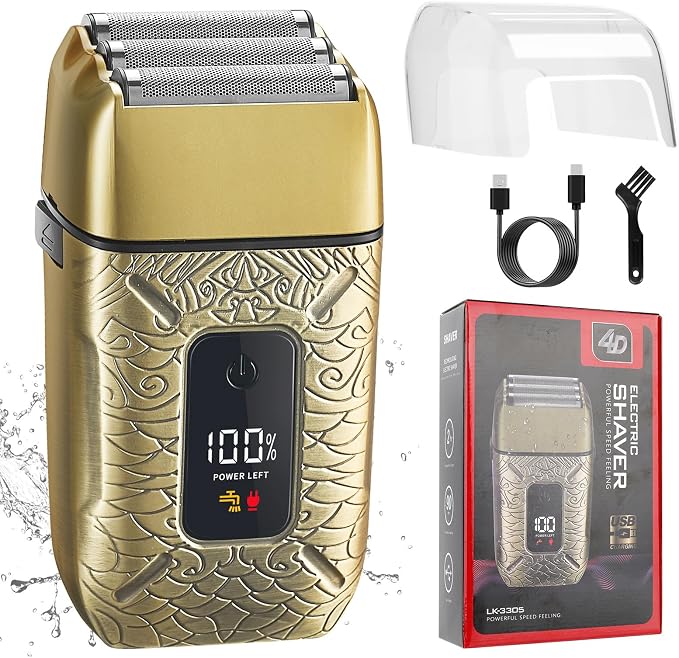 Electric Shavers for Men, Waterproof Powerful Motor Electric Razor, Head by Dumite