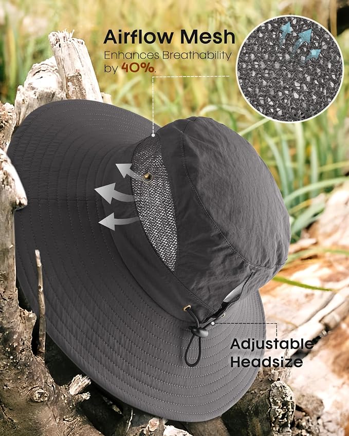 FURTALK Womens Sun Hat with Ponytail Hole Beach Hiking Summer Wide Brim UPF 80+ - Image 5