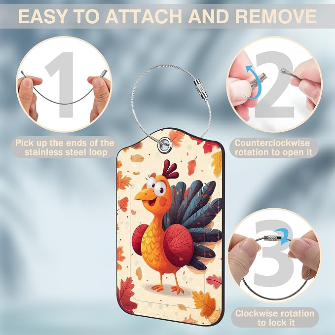 2 Pcs Thanksgiving Turkey Luggage Tags - Image 4