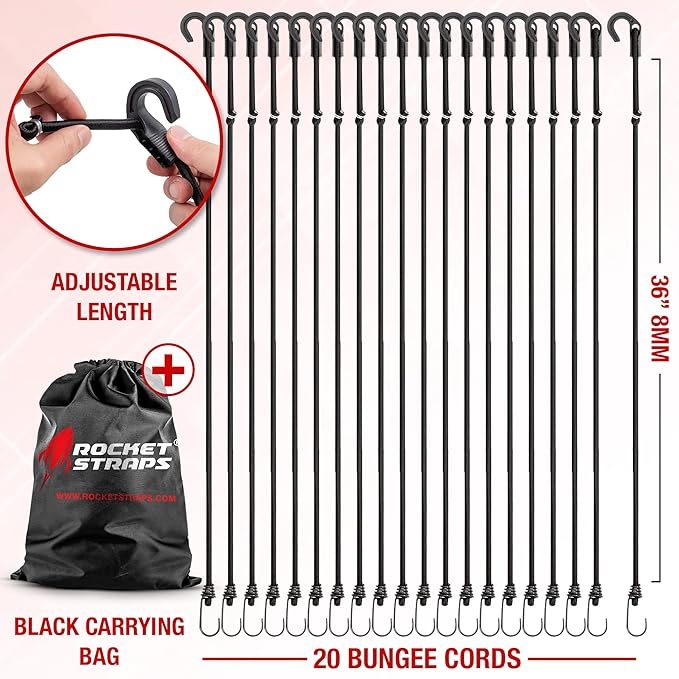 Rocket Straps - Ultimate Adjustable Outdoor Bungee Cord Assortment - Heavy Duty - Image 3