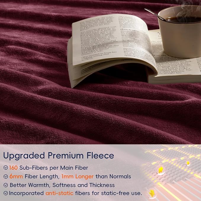 PHF Ultra Soft Fleece Blanket Queen Size, No Shed No Pilling Luxury Plush Cozy - Image 4