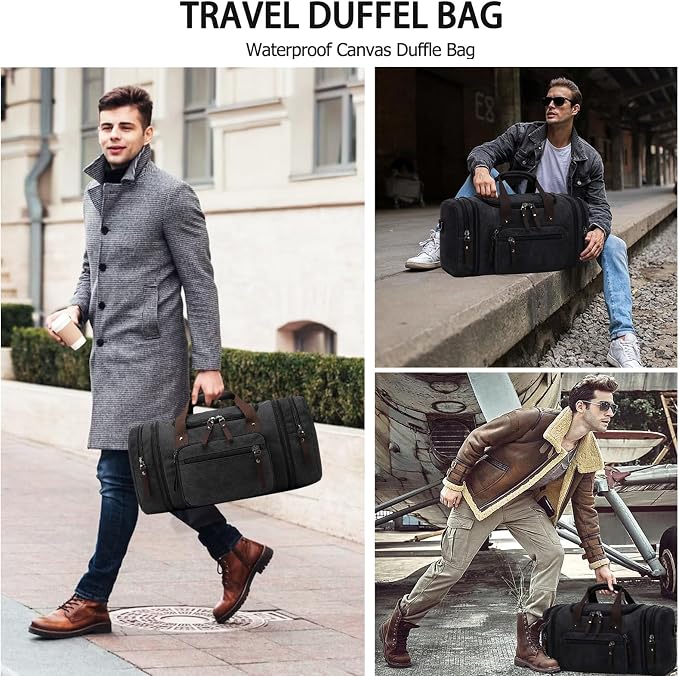 Felipe Varela Duffle Bag for Men, Canvas Expandable Duffel Bag for Travel - Image 3