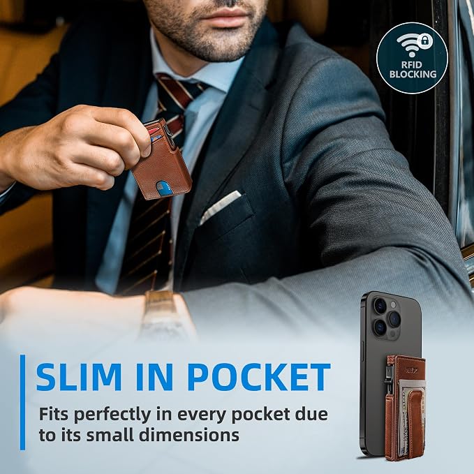 Men Wallet, with Money Clip Coins Pocket ID Window, Slim Front Pocket RFID - Image 7