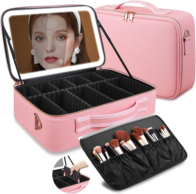 15"×11" Large Pink Makeup Bag by saiggnyyVANITYMIRROR