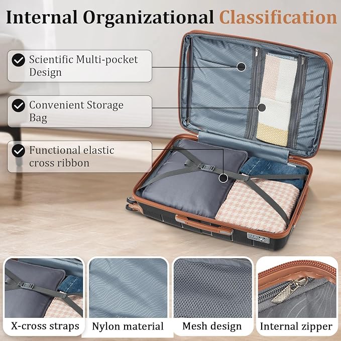 Campfun Luggage 4 Piece Sets, Expandable Carry On Luggage Set Hardshell PP - Image 6