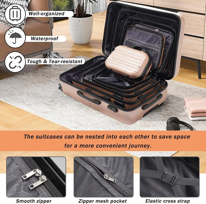 Merax Luggage Set 6 Piece, Hardshell ABS Suitcases - Image 6