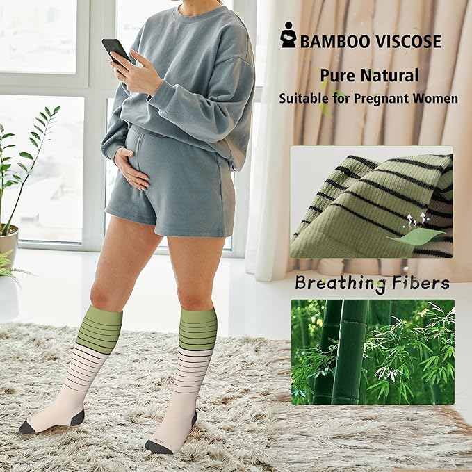 LEVSOX Compression Socks for Pregnant Women 20-30 mmHg Knee High Cute Funny - Image 4