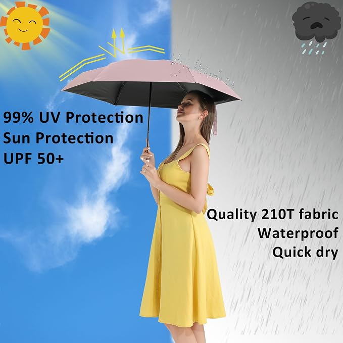 BAODINI Small UV Protection Travel Umbrella Compact - Image 2