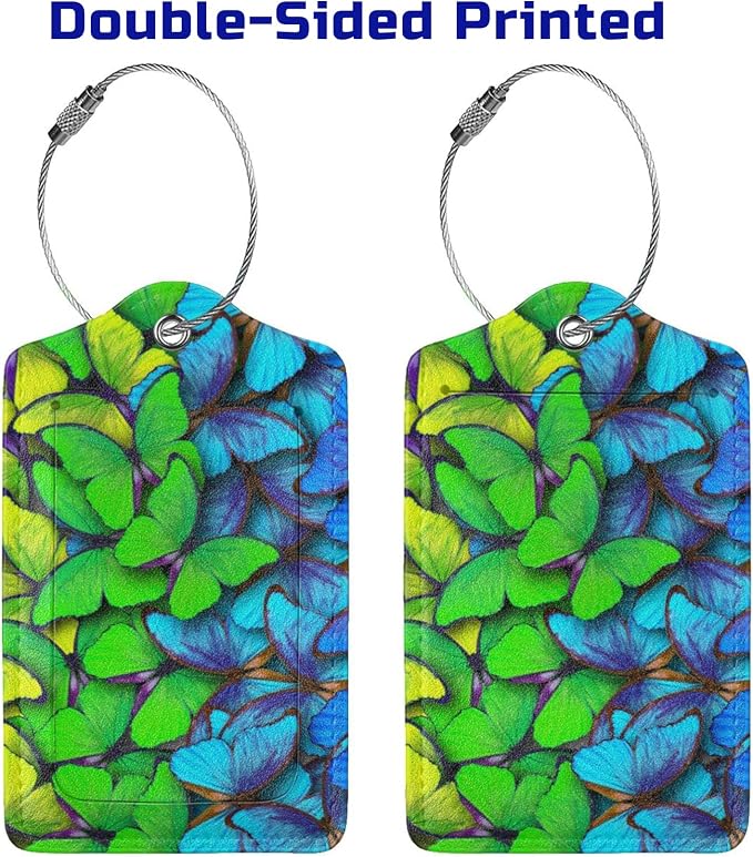 2Pcs Green Blue Butterfly Luggage Tags - Image 4