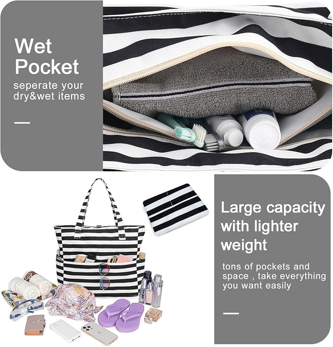 Beach Pool Bags Tote for Women Ladies Large Gym Tote Carry On Bag - Image 6