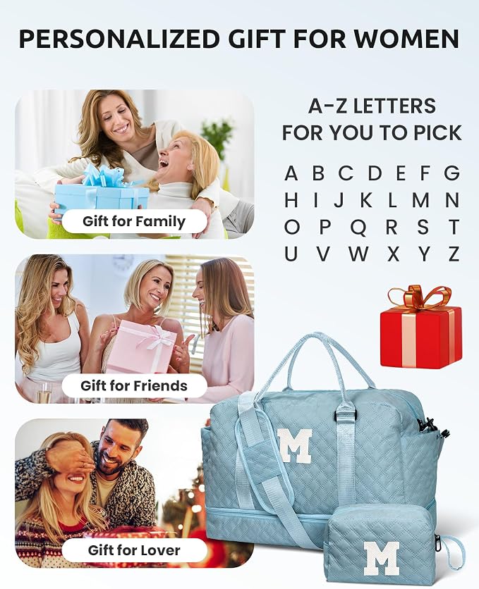 Gifts for Sister-Travel Bag for Women Shoe Compartment, Personalized Weekender - Image 2