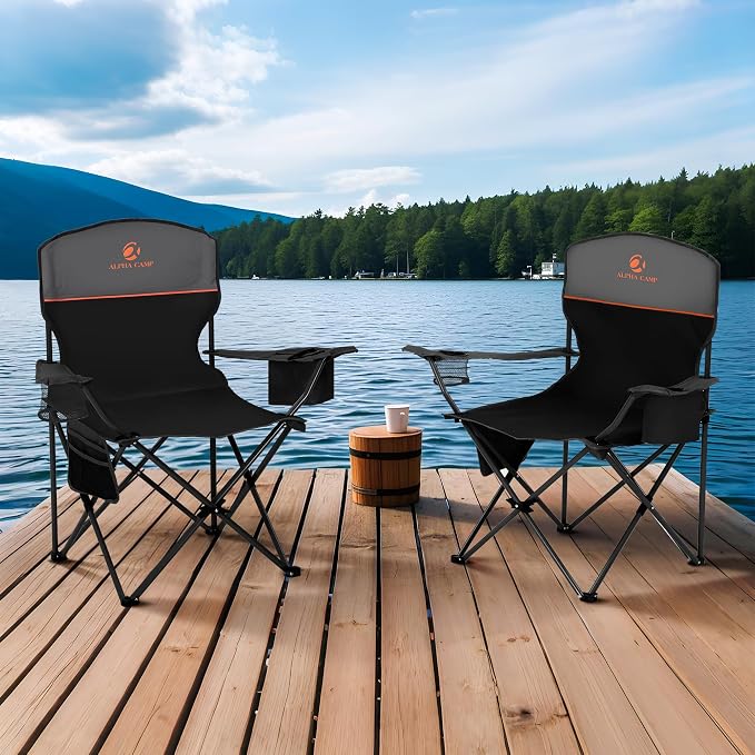 ALPHA CAMP Camping Chair 2 Pack Portable Chair - Image 2