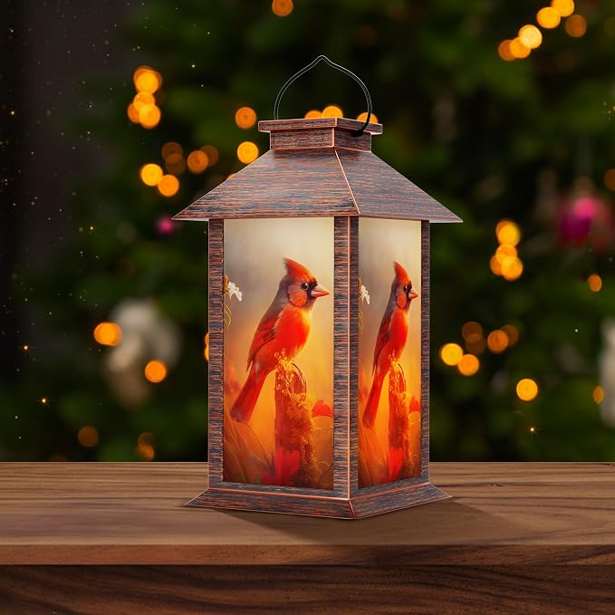 Solar Lanterns Outdoor, Waterproof Cardinal Garden Hanging Lanterns by JOHUNT