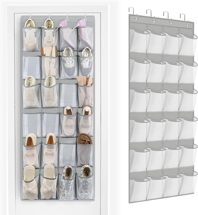 FENTEC 24 Pockets Over the Door Shoe Organizer Hanging Shoe Organizer by Fentec
