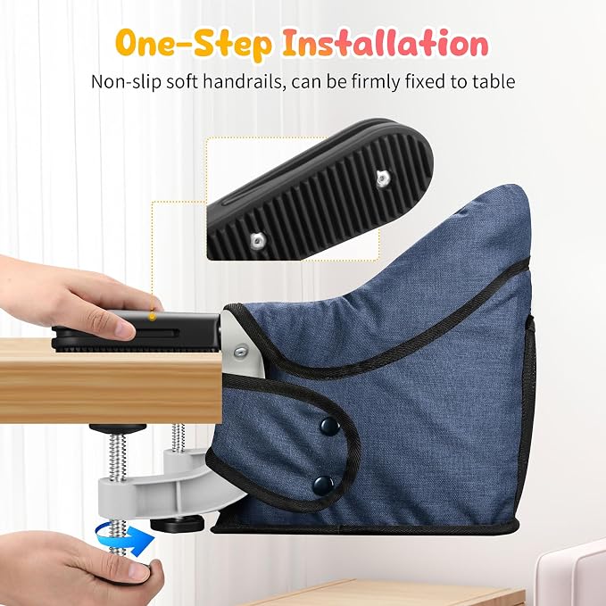 Hook On High Chair with Removable Dining Tray, Folding Portable Clip on Table - Image 3