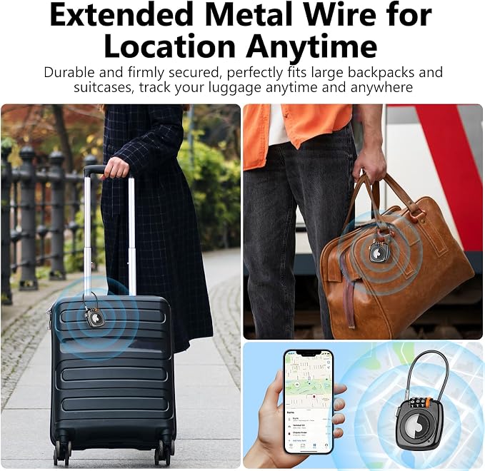 Compatible with Apple AirTag Secure Lock with Wire Cable, 3-Digit Combination - Image 4
