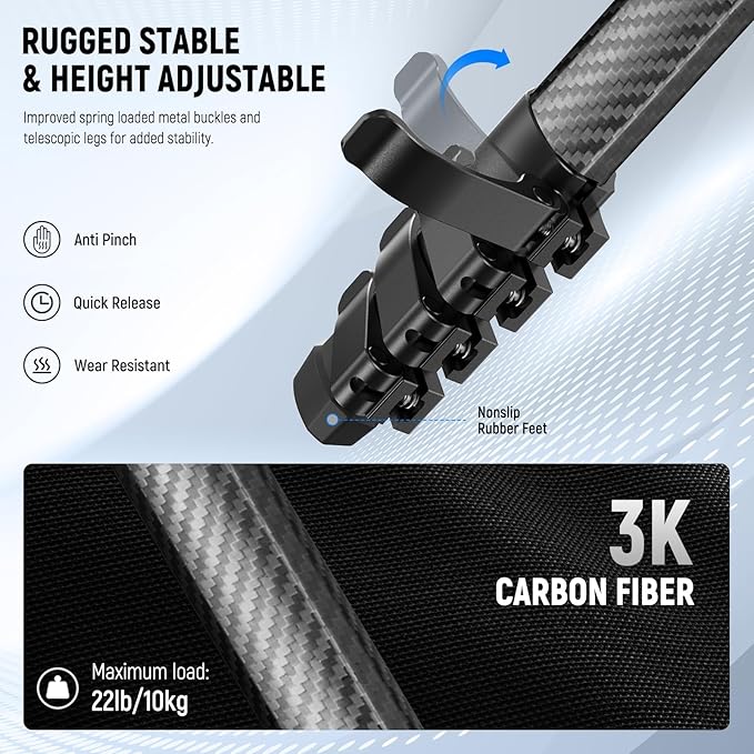 NEEWER LITETRIP LT38 61" Travel Tripod Carbon Fiber - Image 3