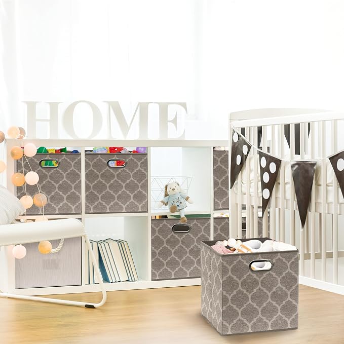 SIMPLE HOUSEWARE 11-Inch Collapsible Fabric Cube Storage Bin - Image 6