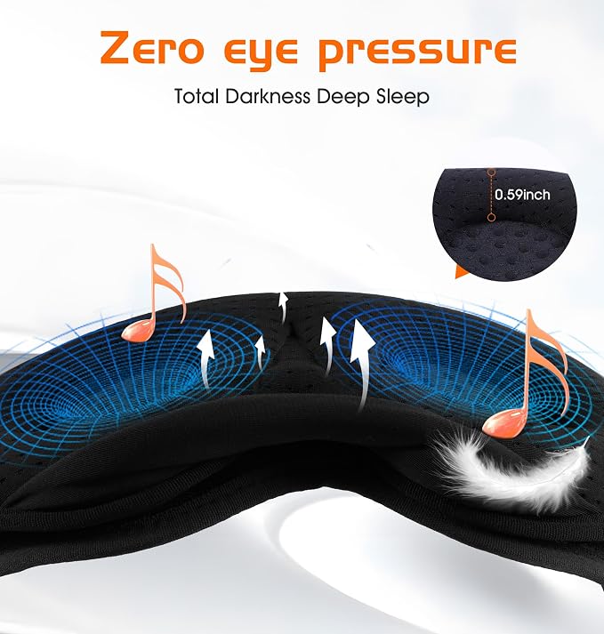 Bluetooth Sleep Mask with 2 Removable 3D Contoured Cup, Bamboo Cotton Bluetooth - Image 8