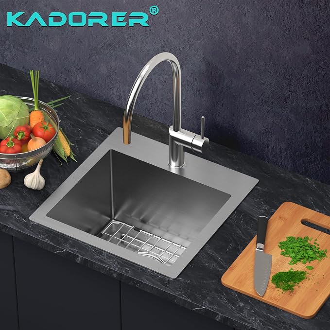 15 x 15 Inch Drop In Bar Sink, Small Kitchen Sink Single Bowl Topmount Bar Prep - Image 2