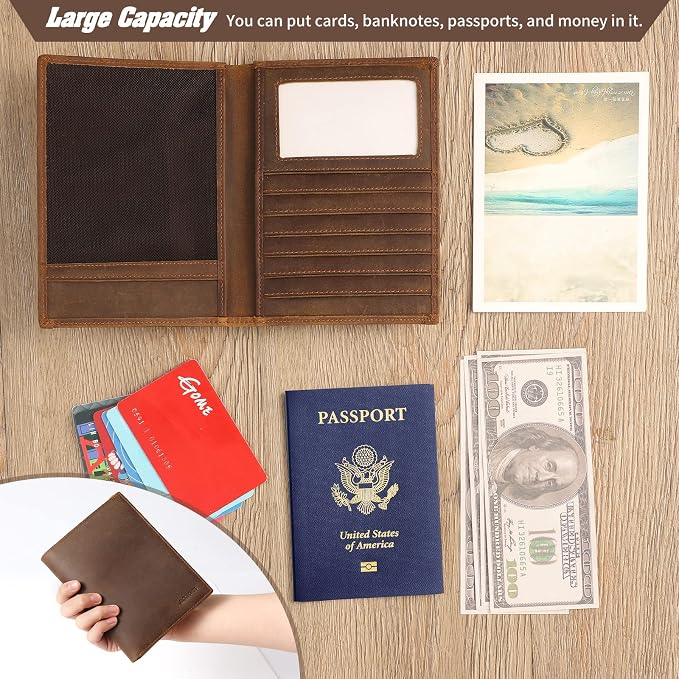 Jack&Chris Leather Passport Holder RFID Blocking Passport Travel Wallet Cover - Image 6