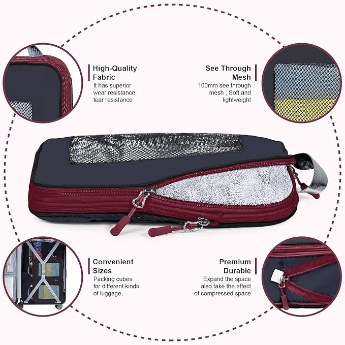 7 Set Compression Packing Cubes Packing Organizer - Image 2