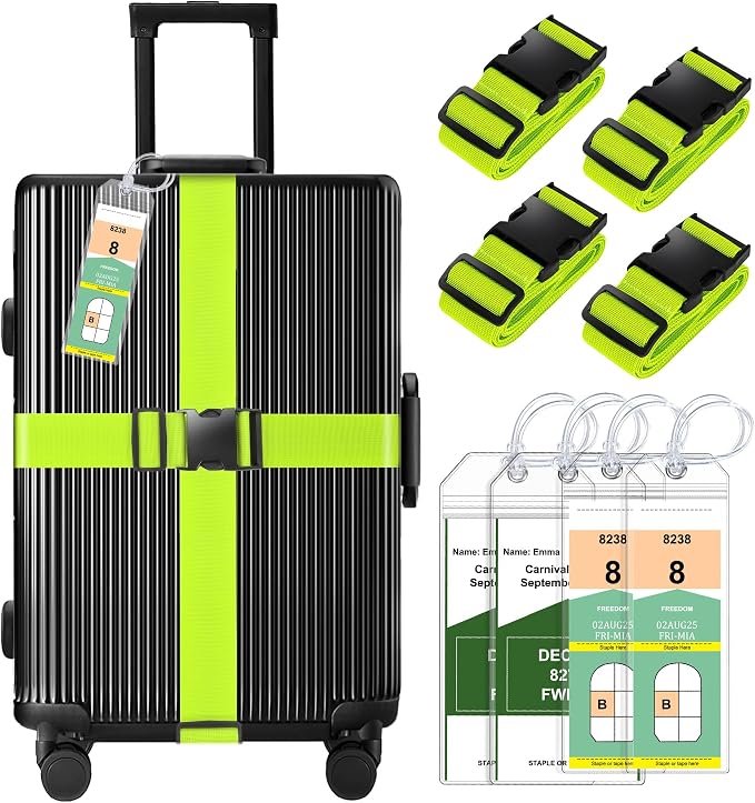 8 Pack Luggage Straps and Cruise Luggage Tags Set, Luggage Straps by Gostwo