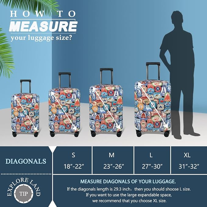 Explore Land Travel Luggage Cover Suitcase Protector Fits 23-26 Inch Case - Image 5