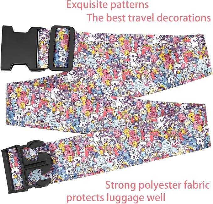 Monsters Luggage Straps for Suitcases, Adjustable Luggage Travel Belt to Keep - Image 4