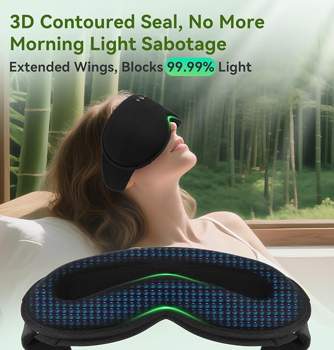 LC-dolida Bamboo Cotton Weighted Bluetooth Sleep Masks, 3D Weighted Sleep Masks - Image 8