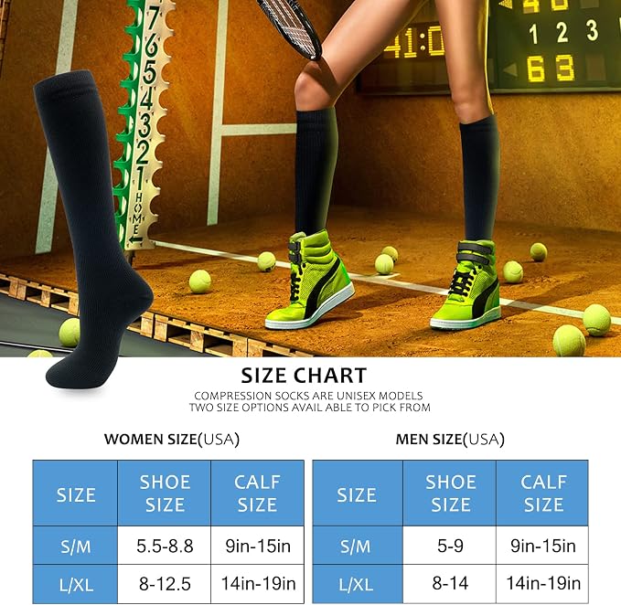 Compression Socks for Women Men Circulation Knee High 8 Pairs for Nurses - Image 6