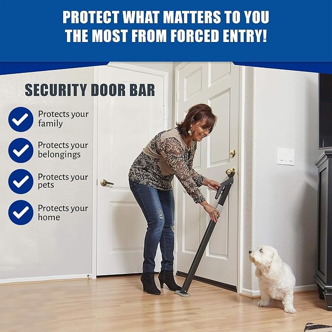 Super Heavy Duty Security Door Lock Bar Fully Adjustable Door Stopper Device - Image 2