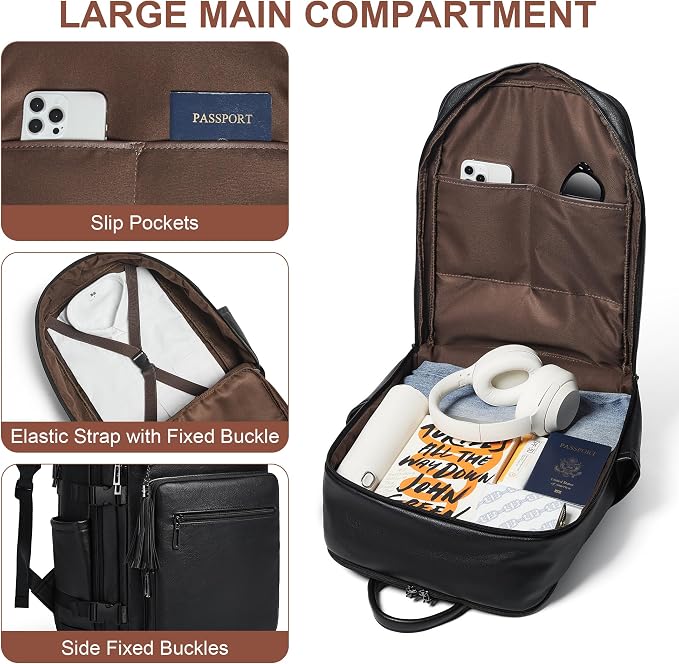 Shrrie Laptop Backpack for Women, Vegan Leather Backpack Work Computer - Image 4