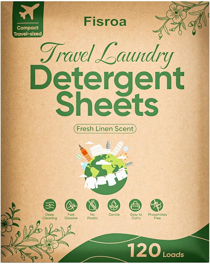 Travel Laundry Detergent Sheets Fisroa 120 Loads Eco-friendly Washing Detergent by Fisroa