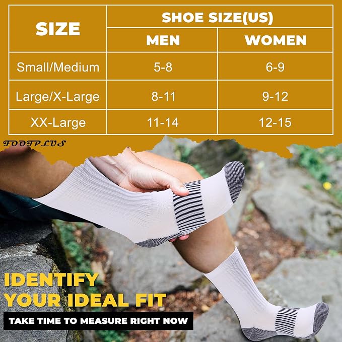 FOOTPLUS Hiking Copper Compression Socks, Unisex Cushioned Sole Arch Support - Image 3